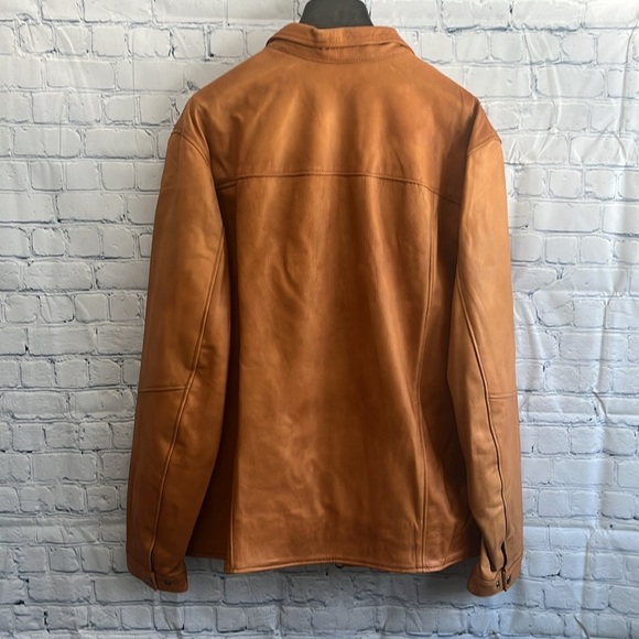 CURGÈ Men's Camel Leather Zip Up Jacket Made in Italy NWT size Medium #2 - Picture 2 of 9